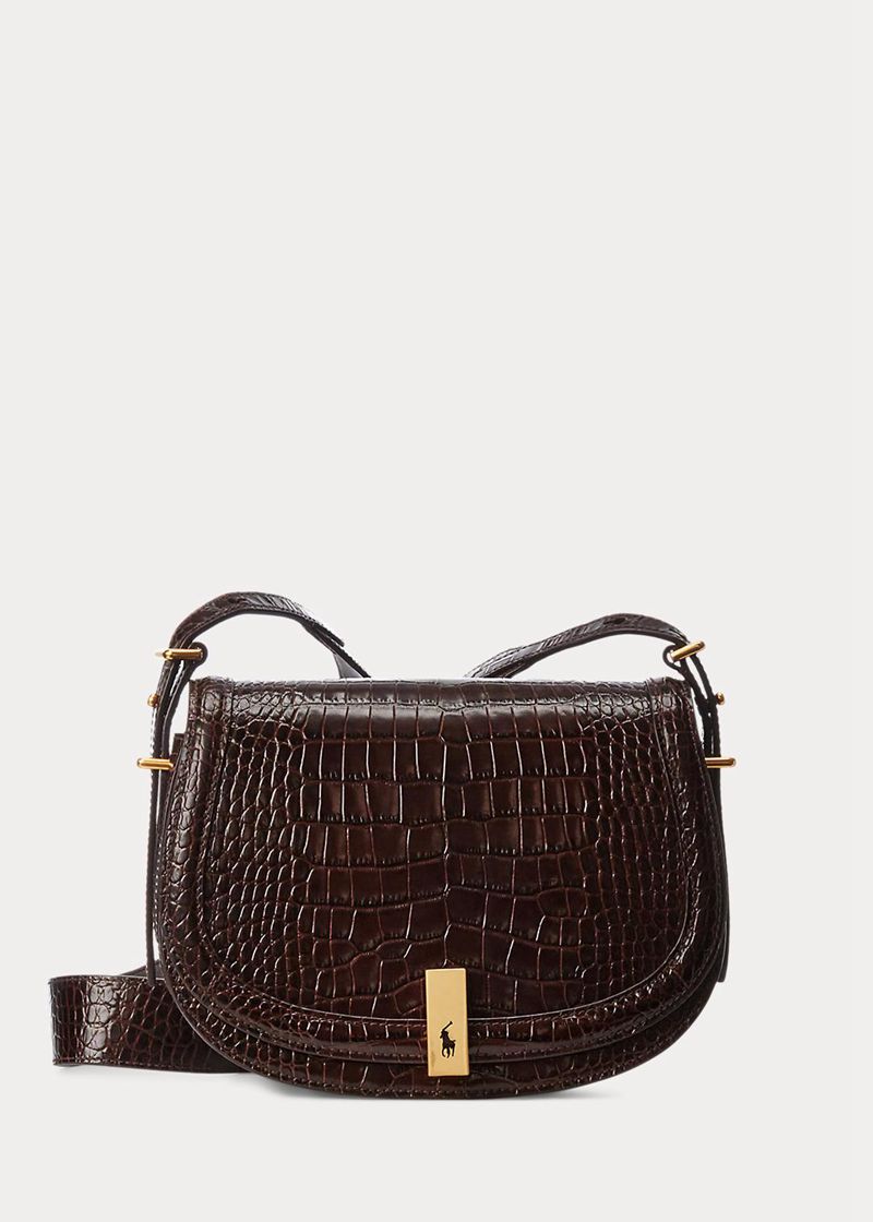 Bolso Polo Ralph Lauren Mujer Polo Id Croc-Embossed Saddle Chile Marrones GKBES-0917